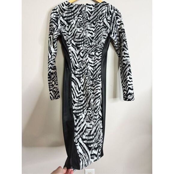 Y2K Kardashian Kollection Long Sleeve zebra Printed sheath Dress S - Picture 4 of 7